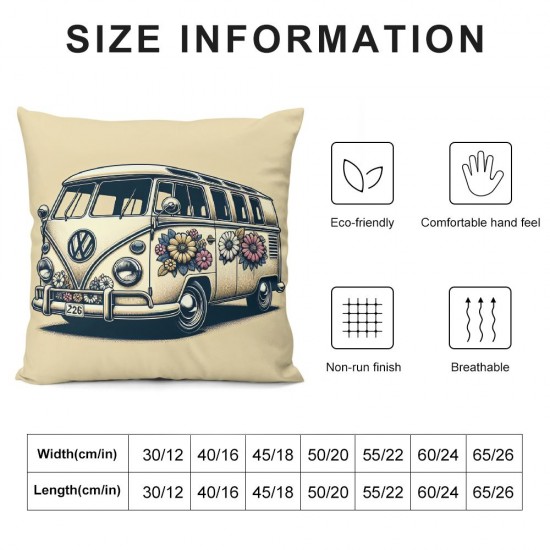 Ulloord Never Stop Crowing Throw Pillow Covers, Wreath Bus Cushion Case for Sofa Couch