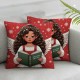 Ulloord Merry Christmas Girl Throw Pillow Cover, Winter Holiday It's The Most Wonderful Time of The Year Cushion Case Decoration for Sofa Couch