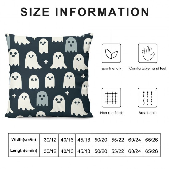 Ulloord Halloween Hey Cute Ghost Throw Pillow Covers, Cushion Case for Sofa Couch