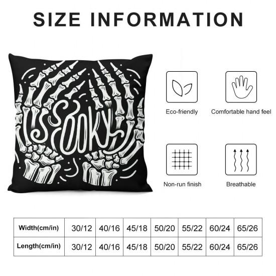 Ulloord Halloween Spooky Throw Pillow Cover, Hand Cushion Case Decoration for Sofa Couch