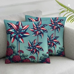 Ulloord Red White Wreath Stripes Throw Pillow Covers, Cushion Case for Sofa Couch