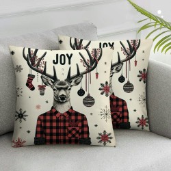 Ulloord Christmas Throw Pillow Covers, Red Christmas Holiday Cushion Case Decoration for Sofa Couch