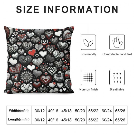 Ulloord Valentine's Day p.s. Heart Throw Pillow Covers,Valentine Wedding Black Cushion Case Decoration for Sofa Couch