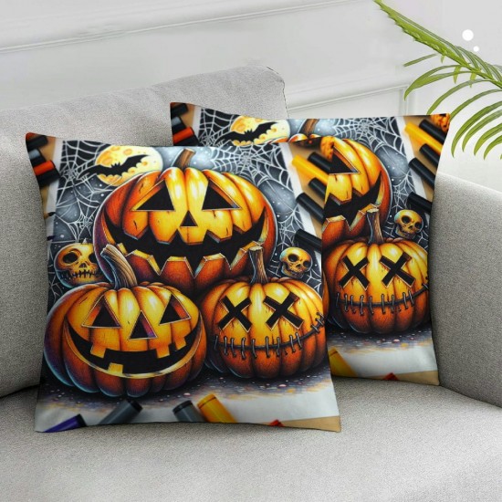 Ulloord Halloween Pumpkin Jack-O'-Lanterns Throw Pillow Cover, Holiday Farmhouse Cushion Case Decoration for Sofa Couch