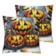 Ulloord Halloween Pumpkin Jack-O'-Lanterns Throw Pillow Cover, Holiday Farmhouse Cushion Case Decoration for Sofa Couch