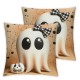 Ulloord Happy Halloween Cute Ghost Throw Pillow Covers, Polka Dot Pumpkin Cushion Case for Sofa Couch