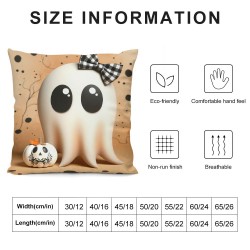 Ulloord Happy Halloween Cute Ghost Throw Pillow Covers, Polka Dot Pumpkin Cushion Case for Sofa Couch