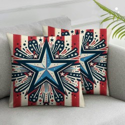 Ulloord Pillow Covers Red Stripes Stars Throw Pillowcase Modern Cushion Case Pillowcase Decorations for Sofa Couch