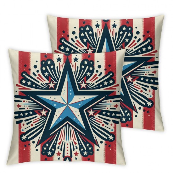 Ulloord Pillow Covers Red Stripes Stars Throw Pillowcase Modern Cushion Case Pillowcase Decorations for Sofa Couch