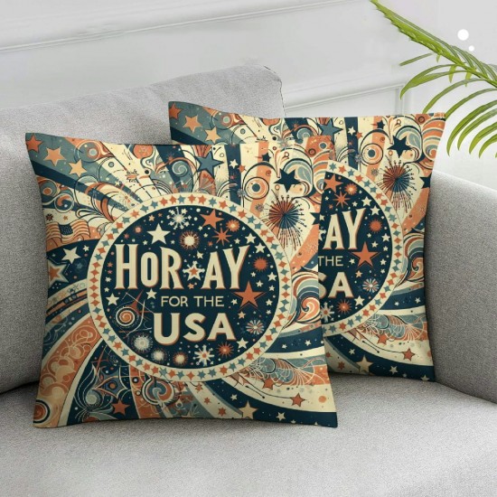 Ulloord Pillow Covers American Flag Stars Throw Pillowcase Farmhouse Cushion Case Pillowcase Decorations for Sofa Couch