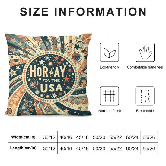 Ulloord Pillow Covers American Flag Stars Throw Pillowcase Farmhouse Cushion Case Pillowcase Decorations for Sofa Couch