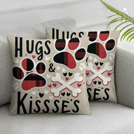 Ulloord Valentines Day Pillow Covers Dog Paws Sofa Throw Pillowcase Cushion Case Home Decoration Wedding Anniversary Decor