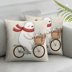 Ulloord Christmas Pillow Covers Riding Bike Throw Pillow Covers Grey Christmas Winter Pillowcase Home Decor Living Room House Decorative Cushion Case for Sofa Couch