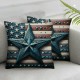 Ulloord Pillow Covers Red Stripes Stars Throw Pillowcase Modern Cushion Case Pillowcase Decorations for Sofa Couch