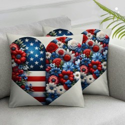 Ulloord Pillow Covers American Flag Floral Stars Throw Pillowcase Farmhouse Cushion Case Pillowcase Decorations for Sofa Couch