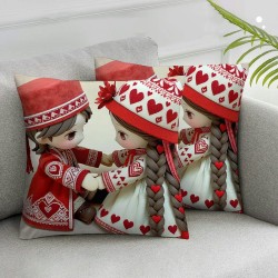 Ulloord Throw Pillow Covers,Red Wedding Cushion Case Decoration for Sofa Couch