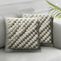 Ulloord Cream White Decorative Throw Pillow Covers Soft Corduroy Striped Pillow Cases Accent Square Cushion Covers for Couch Sofa Bed Farmhouse Home Décor