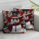 Ulloord  Snowman Christmas Red Throw Pillow Covers,Winter Holiday Cushion Case Decoration for Sofa Couch