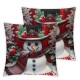 Ulloord  Snowman Christmas Red Throw Pillow Covers,Winter Holiday Cushion Case Decoration for Sofa Couch