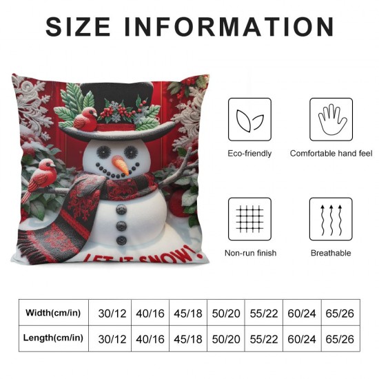 Ulloord  Snowman Christmas Red Throw Pillow Covers,Winter Holiday Cushion Case Decoration for Sofa Couch