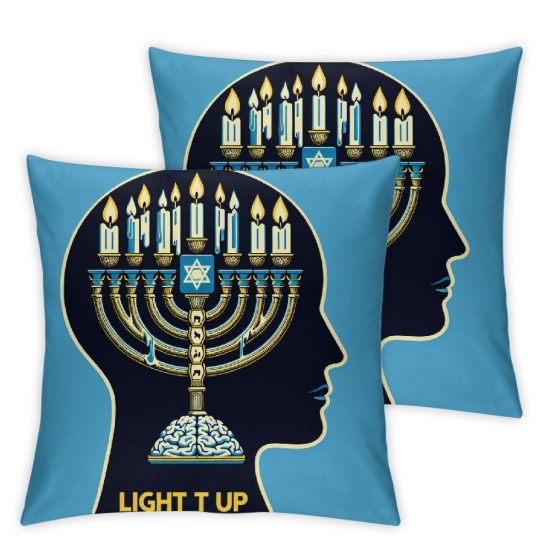 Ulloord Happy A Latke Throw Pillow Covers,Light It Up Holiday Cushion Case for Sofa Couch