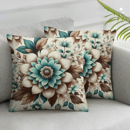 Ulloord Flower Throw Pillow Covers, Flowers Pillow Cushion Cases, Modern Decorative Square Pillowcases for Sofa Couch Bedroom Living Room Car