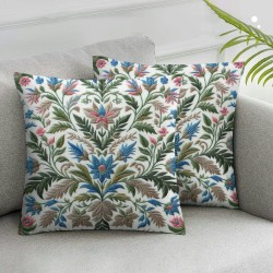 Ulloord Embroidered Decorative Throw Pillow Cover  Farmhouse Floral Pillowcase for Living Room Sofa Bed (Bird Flower)