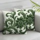 Ulloord Farmhouse Floral Leaves Embroidered Decorative Throw Pillow Cover , Tufted Flowers Embroidery Pattern Cushion Case for Couch Bed Sofa Living Room(Olive Green)