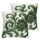 Ulloord Farmhouse Floral Leaves Embroidered Decorative Throw Pillow Cover , Tufted Flowers Embroidery Pattern Cushion Case for Couch Bed Sofa Living Room(Olive Green)