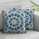 Ulloord Spring Teal Dahlia Pillow Covers Navy Blue Teal Floral Couch Pillow Cases Modern Abstract Throw Pillows Summer Home Decor for Living Room Bedroom Bed Cushion Outdoor