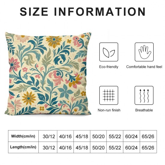 Ulloord Spring Pillow Covers Cute Watercolor Colorful Floral Throw Pillow Covers,Summer Yellow Blue Pink Flower Pillowcase Farmhouse Decorative Linen Cushion Case for Sofa Couch Outdoor