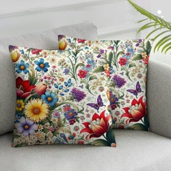 Ulloord Spring Flower Pillow Covers , Lavender Butterful Tulip Throw Pillows Spring Summer Floral Decorations Linen Pillowcase Outdoor Decor Farmhouse Cushion Case for Couch Sofa