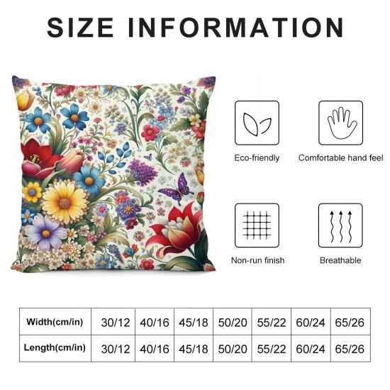 Ulloord Spring Flower Pillow Covers , Lavender Butterful Tulip Throw Pillows Spring Summer Floral Decorations Linen Pillowcase Outdoor Decor Farmhouse Cushion Case for Couch Sofa