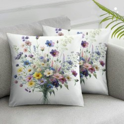 Ulloord  Spring Floral Throw Pillow Covers  Garden Flowers Birds Decorative Pillows Soft Velvet Outdoor Cushion Cases for Couch Sofa Bed Home Decor