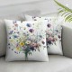 Ulloord  Spring Floral Throw Pillow Covers  Garden Flowers Birds Decorative Pillows Soft Velvet Outdoor Cushion Cases for Couch Sofa Bed Home Decor