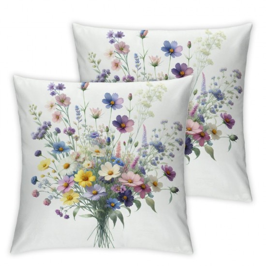 Ulloord  Spring Floral Throw Pillow Covers  Garden Flowers Birds Decorative Pillows Soft Velvet Outdoor Cushion Cases for Couch Sofa Bed Home Decor