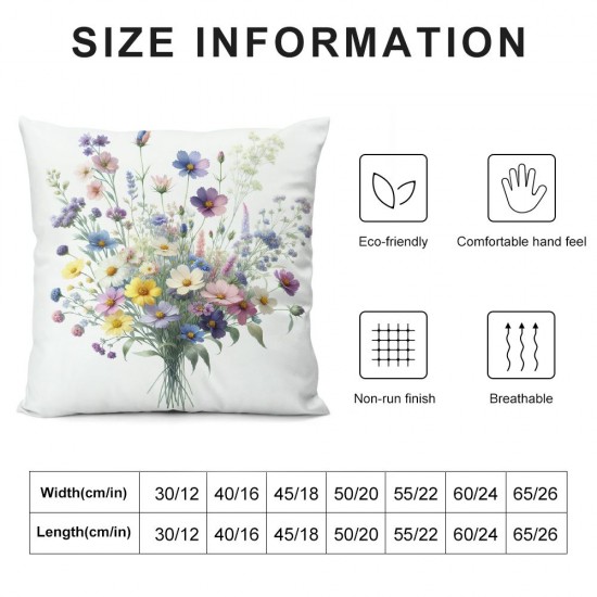 Ulloord  Spring Floral Throw Pillow Covers  Garden Flowers Birds Decorative Pillows Soft Velvet Outdoor Cushion Cases for Couch Sofa Bed Home Decor