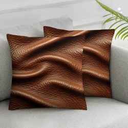 Faux Leather Throw Pillow Covers, Thick Modern Solid Decorative for Bedroom Living Room. Cushion Cases for Couch Bed Sofa.Brown,