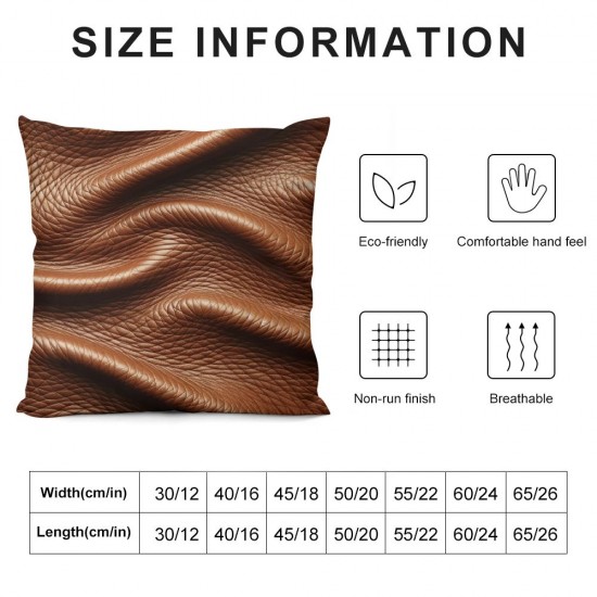 Faux Leather Throw Pillow Covers, Thick Modern Solid Decorative for Bedroom Living Room. Cushion Cases for Couch Bed Sofa.Brown,