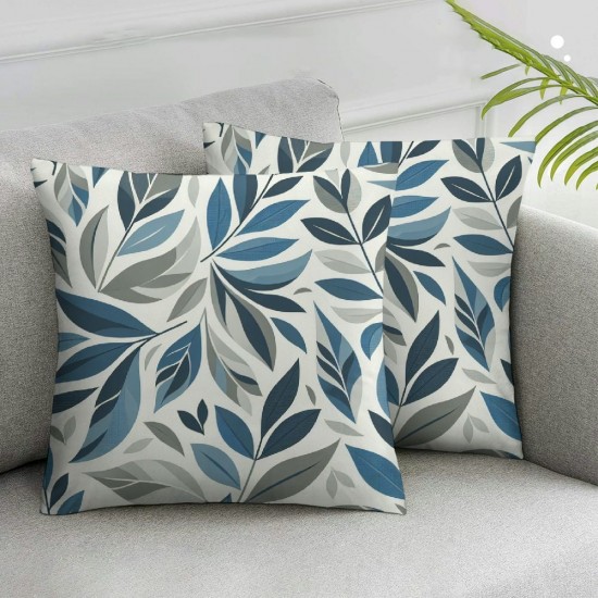 Ulloord Decorative Throw Pillow Covers  Blue Pillow Covers Couch Pillow Covers for Sofa Living Room Outdoor Throw Pillow Cover Linen Square Floral Flower Farmhouse Pillowcase