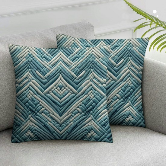 Corduroy Decorative Throw Pillow Covers, Striped Pillow Covers Home Decor for Sofa Living Room Couch Bed-Baby Blue