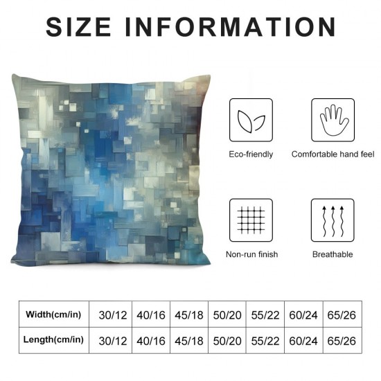 Ulloord  Throw Pillow Covers Blue and Grey White Art Artwork Contemporary Decorative Gray Cushion Sofa Bedroom Car Decor Pillow Cases Home Decorative Square Pillowcases