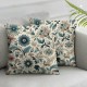 Spring Pillow Covers , Flower Decorative Throw Pillows Farmhouse Linen Floral Pillow Case for Sofa Bedroom Living Room Indoor Outdoor