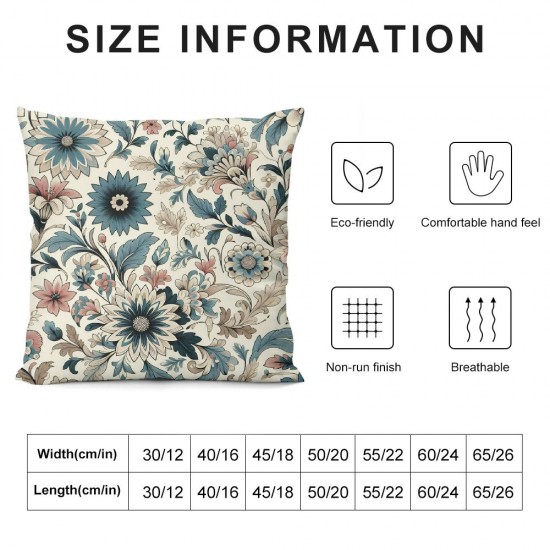 Spring Pillow Covers , Flower Decorative Throw Pillows Farmhouse Linen Floral Pillow Case for Sofa Bedroom Living Room Indoor Outdoor