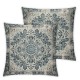 Blue Gray Grey Pillow Covers Carpet Design Ethnic Floral Pattern Decorative Throw Pillow Cases Outdoor Farmhouse Decoration for Sofa Couch Bed