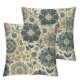 Ulloord Navy Blue Dahlia Throw Pillow Covers  Rustic Geometric Flower Decorative Square Pillow Cases Beige Tan Gray Floral Cushion Covers Farmhouse Home Decor For Sofa Bedroom Outdoor