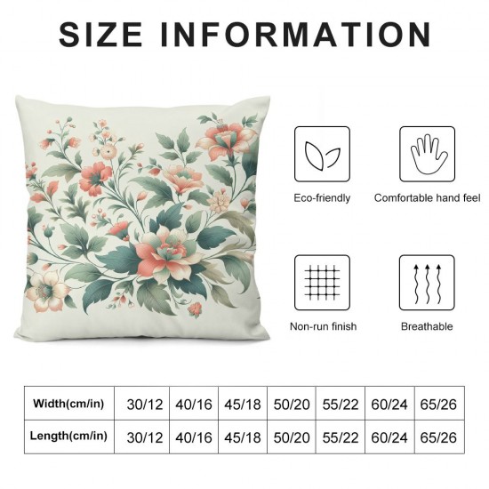 Ulloord Spring Pillow Covers , Flower Decorative Throw Pillows,Plant Floral Leaf Summer Pillowcase Cushion Cover for Couch Sofa