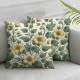 Ulloord Block Print Throw Pillow Covers Green and Yellow Floral Vintage Boho Outdoor Spring Decorations Decorative Throw Pillows Cases for Home Bed Living Room Couch Decor