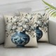 Ulloord Blue and White Floral Pillow Covers  Chinoiserie Porcelain Vase Grand Millennial Outdoor Farmhouse Decorations Decorative Throw Pillows Cases for Home Living Room Couch Decor