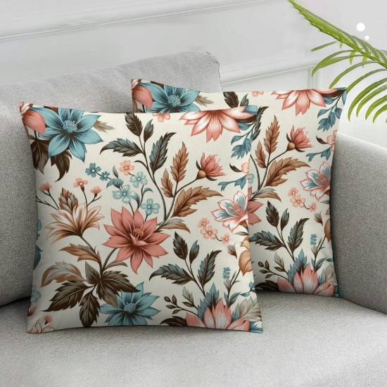 Ulloord Spring Pillow Covers , Watercolor Blue Flower Throw Pillows Summer Spring Decorations Floral Pillowcase Linen Outdoor Decor Farmhouse Cushion Case for Couch Home Living Room